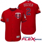 Men's Minnesota Twins #2 Brian Dozier Red Stars & Stripes Fashion Independence Day Stitched MLB Majestic Flex Base Jersey