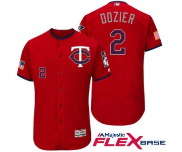 Men's Minnesota Twins #2 Brian Dozier Red Stars & Stripes Fashion Independence Day Stitched MLB Majestic Flex Base Jersey