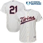 Men's Minnesota Twins #21 Jason Castro Cream Alternate Stitched MLB Majestic Cool Base Jersey