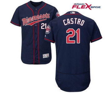 Men's Minnesota Twins #21 Jason Castro Navy Blue Alternate Stitched MLB Majestic Flex Base Jersey