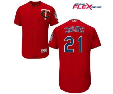Men's Minnesota Twins #21 Jason Castro Scarlet Red Alternate Stitched MLB Majestic Flex Base Jersey