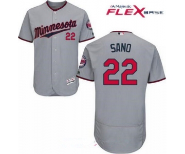 Men's Minnesota Twins #22 Miguel Sano Gray Road Stitched MLB Majestic Flex Base Jersey