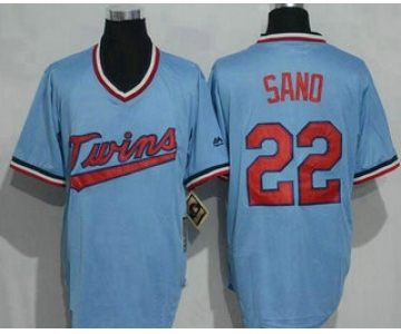 Men's Minnesota Twins #22 Miguel Sano Light Blue Pullover Throwback Majestic Cooperstown Collection Jersey