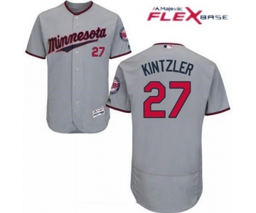 Men's Minnesota Twins #27 Brandon Kintzler Gray Road Stitched MLB Majestic Flex Base Jersey