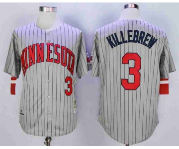 Men's Minnesota Twins #3 Harmon Killebrew Grey 1987 Turn Back The Clock Jersey