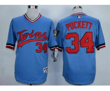 Men's Minnesota Twins #34 Kirby Puckett Blue Cooperstown Jersey