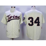 Men's Minnesota Twins #34 Kirby Puckett Cream 1969 Throwback Jersey