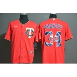 Men's Minnesota Twins #34 Kirby Puckett Red White Team Logo Stitched MLB Cool Base Nike Jersey