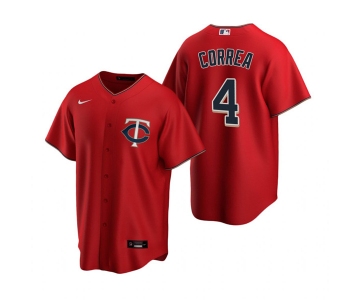 Men's Minnesota Twins #4 Carlos Correa Red Cool Base Stitched Jersey