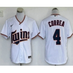 Men's Minnesota Twins #4 Carlos Correa White Stitched MLB Cool Base Nike Jersey