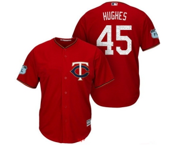 Men's Minnesota Twins #45 Phil Hughes Red 2017 Spring Training Stitched MLB Majestic Cool Base Jersey