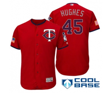 Men's Minnesota Twins #45 Phil Hughes Red Stars & Stripes Fashion Independence Day Stitched MLB Majestic Cool Base Jersey