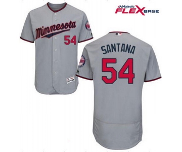 Men's Minnesota Twins #54 Ervin Santana Gray Road Stitched MLB Majestic Flex Base Jersey