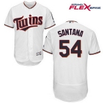 Men's Minnesota Twins #54 Ervin Santana White Home Stitched MLB Majestic Flex Base Jersey
