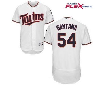 Men's Minnesota Twins #54 Ervin Santana White Home Stitched MLB Majestic Flex Base Jersey