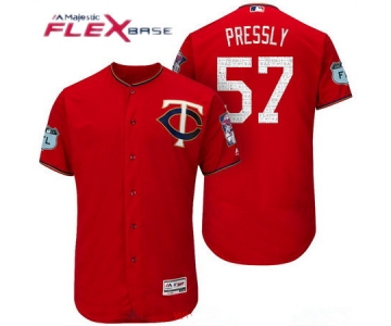 Men's Minnesota Twins #57 Ryan Pressly Red 2017 Spring Training Stitched MLB Majestic Flex Base Jersey