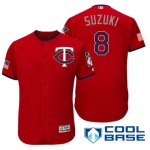 Men's Minnesota Twins #8 Kurt Suzuki Red Stars & Stripes Fashion Independence Day Stitched MLB Majestic Cool Base Jersey