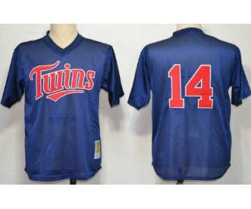 Minnesota Twins #14 Kent Hrbek 1991 Mesh BP Navy Blue Throwback Jersey