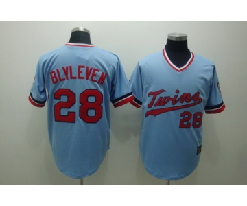 Minnesota Twins #28 Bert Blyleven Light Blue Throwback Jersey