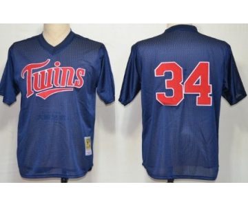 Minnesota Twins #34 Kirby Puckett 1991 Mesh BP Navy Blue Throwback Jersey