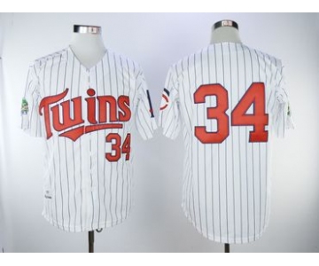 Minnesota Twins #34 Kirby Puckett Cream Strip Cool Base Stitched MLB Jersey