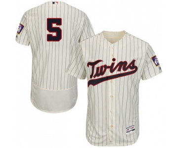 Minnesota Twins #5 Eduardo Escobar Cream Strip Flexbase Authentic Collection Stitched Baseball Jersey