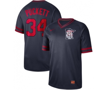 Twins #34 Kirby Puckett Navy Authentic Cooperstown Collection Stitched Baseball Jersey
