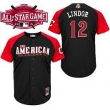American League Cleveland Indians #12 Francisco Lindor Black 2015 All-Star Game Player Jersey