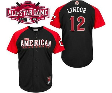 American League Cleveland Indians #12 Francisco Lindor Black 2015 All-Star Game Player Jersey