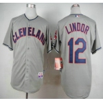 Cleveland Indians #12 Francisco Lindor Away Gray MLB Cool Base Jersey