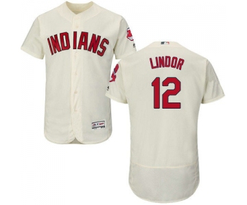 Cleveland Indians 12 Francisco Lindor Cream Flexbase Authentic Collection Baseball Jersey