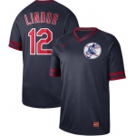 Indians #12 Francisco Lindor Navy Authentic Cooperstown Collection Stitched Baseball Jersey