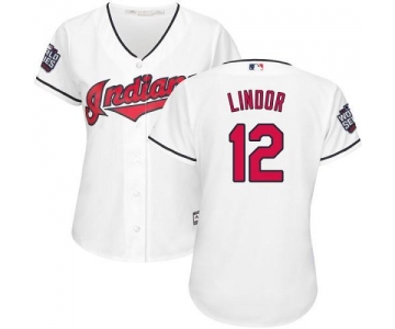Indians #12 Francisco Lindor White 2016 World Series Bound Women's Home Stitched MLB Jersey
