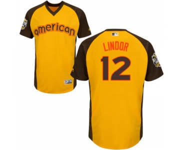 Men's American League Cleveland Indians #12 Francisco Lindor Gold 2016 MLB All-Star Cool Base Collection Jersey