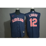 Men's Cleveland Indians #12 Francisco Lindor Navy Blue 2020 Cool and Refreshing Sleeveless Fan Stitched MLB Nike Jersey