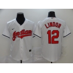 Men's Cleveland Indians #12 Francisco Lindor White Stitched MLB Cool Base Nike Jersey