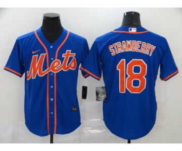 Men's New York Mets #18 Darryl Strawberry Blue Stitched MLB Cool Base Nike Jersey