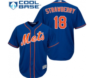 Mets #18 Darryl Strawberry Blue Cool Base Stitched Youth Baseball Jersey