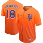 Mets #18 Darryl Strawberry Orange Fade Authentic Stitched Baseball Jersey