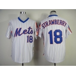 New York Mets #18 Darryl Strawberry 1986 White Throwback Jersey