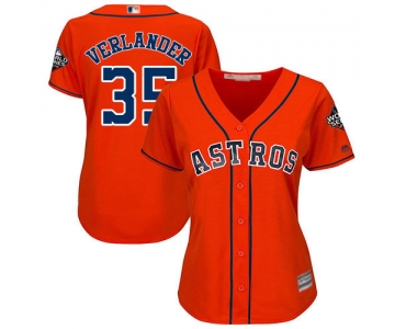 Astros #35 Justin Verlander Orange Alternate 2019 World Series Bound Women's Stitched Baseball Jersey