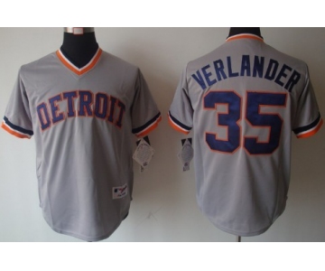 Detroit Tigers #35 Justin Verlander 1984 Gray Pullover Jersey