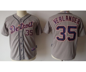 Detroit Tigers #35 Justin Verlander Gray Kids Jersey