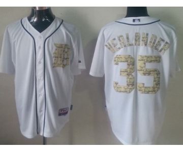 Detroit Tigers #35 Justin Verlander White With Camo Jersey