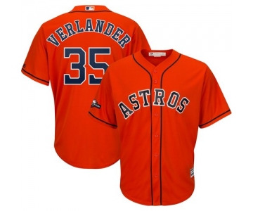 Houston Astros #35 Justin Verlander Majestic 2019 Postseason Official Cool Base Player Orange Jersey