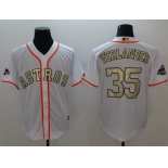 Houston Astros #35 Justin Verlander White 2017 World Series Champions Gold Program Cool Base Stitched Baseball Jersey