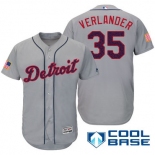 Men's Detroit Tigers #35 Justin Verlander Gray Stars & Stripes Fashion Independence Day Stitched MLB Majestic Cool Base Jersey