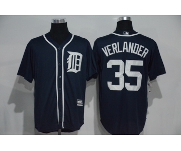 Men's Detroit Tigers #35 Justin Verlander Navy Blue Cool Base Majestic Baseball Jersey