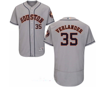 Men's Houston Astros #35 Justin Verlander Gray Road Stitched MLB Majestic Flex Base Jersey