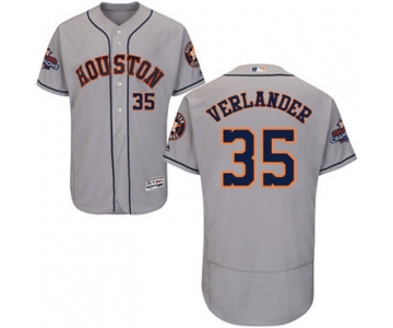 Men's Houston Astros #35 Justin Verlander Grey Flexbase Authentic Collection 2017 World Series Champions Stitched MLB Jersey